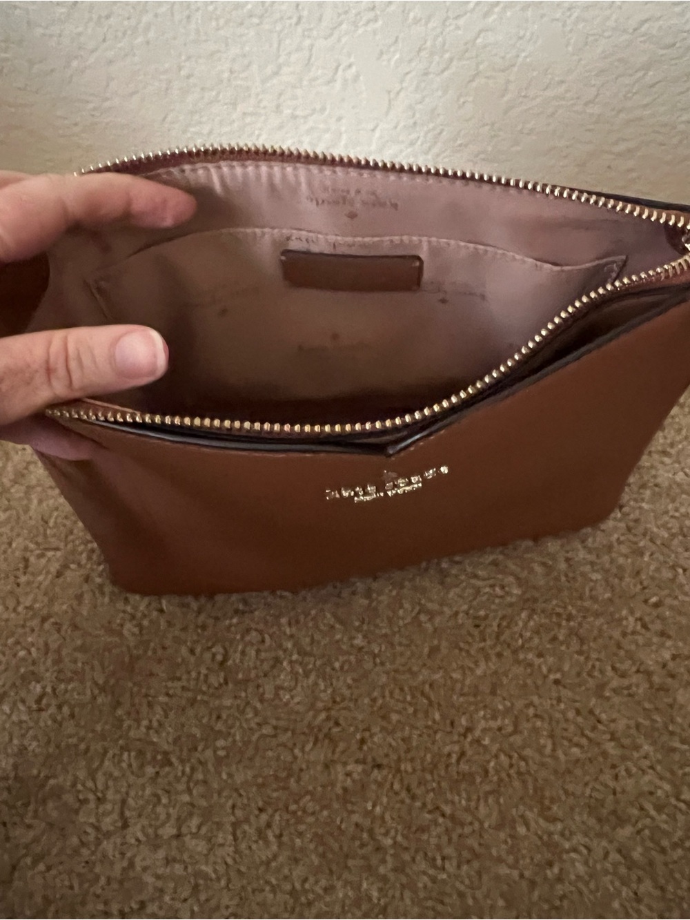 kate spade Brown Pebbled Leather Crossbody with Gold Logo - Picture 3 of 3